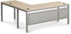 nbf signature series at Work Reversible L Shaped Desk 60" w x 60" d Ergonomic Corner Computer Desk with Warm Ash Laminate/Brushed Nickel Steel Frame for Office Use