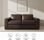 Naomi Home Freya Oversized Genuine Leather Loveseat Sofa - Ultimate Comfort - Modern Small Couch - Mid-Century Living Room Couch, Eco-Friendly Corner Loveseat, Reversible Cushions, Espresso