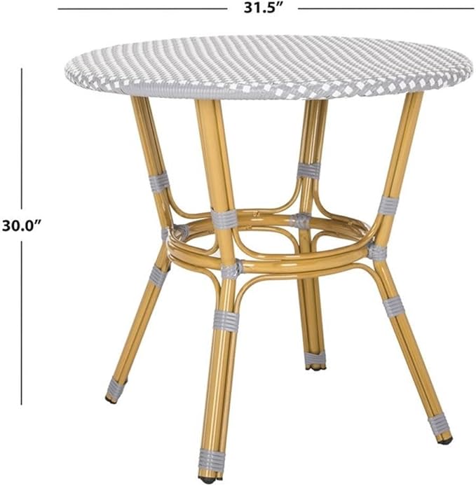 SAFAVIEH PAT4012A Outdoor Collection Sidford Navy and White Rattan Bistro Table