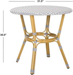 SAFAVIEH PAT4012A Outdoor Collection Sidford Navy and White Rattan Bistro Table
