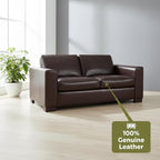 Naomi Home Freya Oversized Genuine Leather Loveseat Sofa - Ultimate Comfort - Modern Small Couch - Mid-Century Living Room Couch, Eco-Friendly Corner Loveseat, Reversible Cushions, Espresso