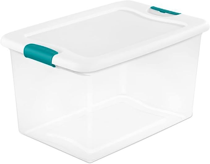Sterilite 12-Pack Latching Box, Clear Plastic Storage Bins with Lids, 64 & 32 Quart - Heavy-Duty Organizing Containers for Closet and Office