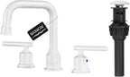 WOWOW 3 Hole Bathroom Faucet White Bathroom Sink Faucet 2 Handle Vanity Tap Lavatory Elegant Basin Mixer Tap with Drain
