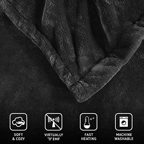 Beautyrest Heated Electric Blanket for Cold Weather, Fast Heating Heated Blanket, Auto Shut Off, Virtually Zero EMF, Multi Heat Setting, UL Certified, Black Full (84 inx80 in)
