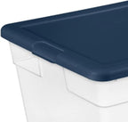 Sterilite 24-Pack Storage Box, Plastic Container Bins with Lids, 56 Quart, Marine Blue - Heavy-Duty Organizing Containers for Closet, Bathroom, and Office