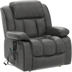 MAEVIS Power Recliner Chair, Lay Flat Sleeping Lift Chairs Recliner for Elderly with Heat and Massage,Comfy Real Breathable Leather Recliners with Dual OKIN Motor for Living Room (Silver Grey)