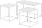 Furinno CAMNUS Coffee Table, Metal Frame Modern Coffee Table and Side Tables Set, Toolless Side Table Sets, for Living Room, Bedroom, Home Office, Solid White