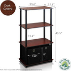 Furinno Go Green 4-Tier Multipurpose Storage Shelf with Bins, Set of 2, Dark Cherry