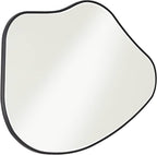 Possini Euro Design Cavandish Rounded Curved Abstract Vanity Decorative Wall Mirror Modern Beveled Glass Matte Black Wood Frame 28" Wide for Bathroom Bedroom Living Room Home Office Entryway House