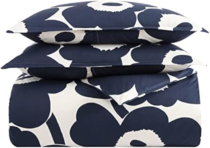 Marimekko - Duvet Cover Set, Cotton Bedding with Matching Shams & Button Closure, All Season Home Decor (Unikko Indigo, Full/Queen)