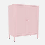 Living Room Cabinets, Pink Lockable Storage Cabinets with Doors and Shelves,2 Door Cabinet with high feet,Low Side Cupboard for Home,Office,Kitchen,Bathroom,Dining Room