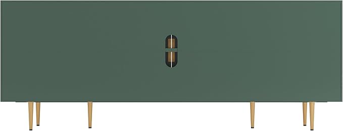 66" Modern TV Stand for TVs up to 75",TV Cabinet with Glass Door,Entertainment Center with Storage,Television Stands with Gold Legs,Media Console for Bedroom,Living Room,Green