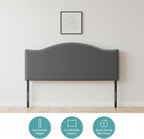 Naomi Home Catalina Queen Headboard – Adjustable Linen Upholstered Tufted Panel with 12 Height Settings, Wall-Mount or Bed Frame Mount, Sturdy Wood Frame, Nailhead Trim – Light Gray