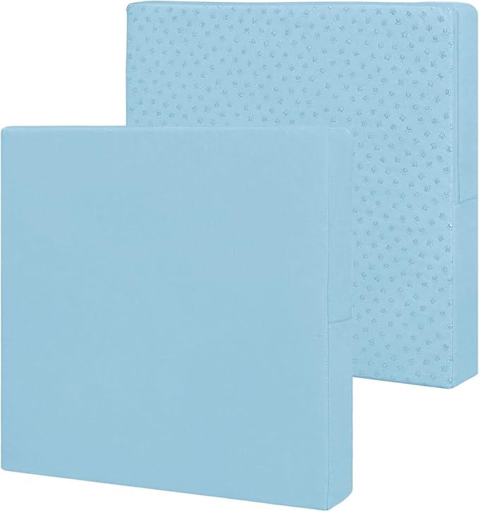 Easy-Going Waterproof Patio Cushion Covers ONLY Cover 24x22x4 inch 2 Pack Replacement Non-Slip Outdoor Seat Cushion Slipcover with Zipper. Light Blue