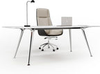 Writing Computer Desk, 60-Inch Large Executive Desk Office Workstation with Chrome-Plated Legs and Built-in Power Outlet, Writing Table Business Furniture, Modern Minimalist Style for Home Office