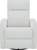 CHITA Genuine Leather Power Swivel Glider Recliner Chair, FSC Certified Double Layer Backrest Truck Armrest Recliner Chair Sofa for Living Room-White