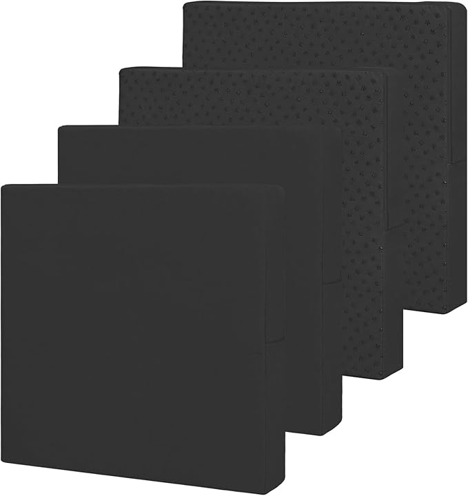 Easy-Going Waterproof Patio Cushion Covers ONLY Cover 24x22x4 inch 4 Pack Replacement Non-Slip Outdoor Seat Cushion Slipcover with Zipper. Black