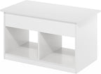 Furinno Jensen Living Room Lift Top Coffee Table with Hidden Compartment, Solid White