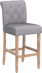 GOTMINSI 24" Bar Stools Set of 2 for Kitchen Island Upholstered Counter Height Bar Stools with Button Tufted Decoration Barstools Home Kitchen Island Wooden Bar Chairs Grey
