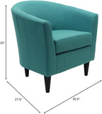 Pemberly Row 17.5" Traditional Fabric Club Chair in Carribean Blue
