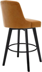 MINCETA Bar Stools Set of 3, PU Leather Barstools, 26 Inch Upholstered Counter Stools with Low Tufted Back and Footrest, Swivel Counter Height Barstools for Kitchen Island Home Bar Brown