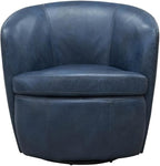 Pemberly Row Set of 2 Vintage Navy All Italian Leather Swivel Club Chair