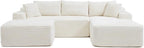108 Inch Cloud Sectional Couch,Modern Modular Sectional Sofa with Deep Seat,Corduroy Boneless Couches with L-Shape Chaise for Living Room,No Assembly Required (Beige, Right Facing Chaise + Ottoman)