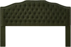 24KF Upholstered Button Tufted King Size Headboard with Nailhead Trim, Elegant Boucle Fabric California King headboard, 6031-K-Boucle-Dark Green