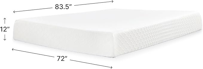 Signature Design by Ashley Chime Memory Foam 12" California King Mattress with Thick Memory and Support Foam for Pressure Relief, Fiberglass Free, Mattress In A Box