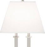Possini Euro Design Amity Modern Table Lamp 26" High with USB and AC Power Outlet in Base Brushed Nickel White Linen Hardback Shade for Bedroom Living Room House Home Desk Bedside Nightstand Office