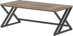 LVB Rustic Large Computer Desk, Industrial Extra Long Home Office Desk, Wood Pc Writing Work Study Computer Table Desk, Farmhouse Workstation Gaming Executive Desk for 2 Person, Rustic Oak, 70 Inch