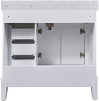 Hanover 36 Set Includes w, White Lanesboro 36'' Vanity Sink Combo for Bathroom, Powder Room | Pre-Assembled 2 Doors, 3 Drawers | Accent Mirror | Artificial Stone Countertop, Cabinet, 36 inches