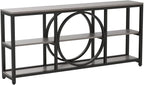 Tribesigns 70.9 inch Sofa Console Table, Extra Long Narrow Entryway Tables with 3 Tier Wood Storage Shelves Metal Frame for Foyer Hallway Living Room Behind Couch, Black Rustic Gray