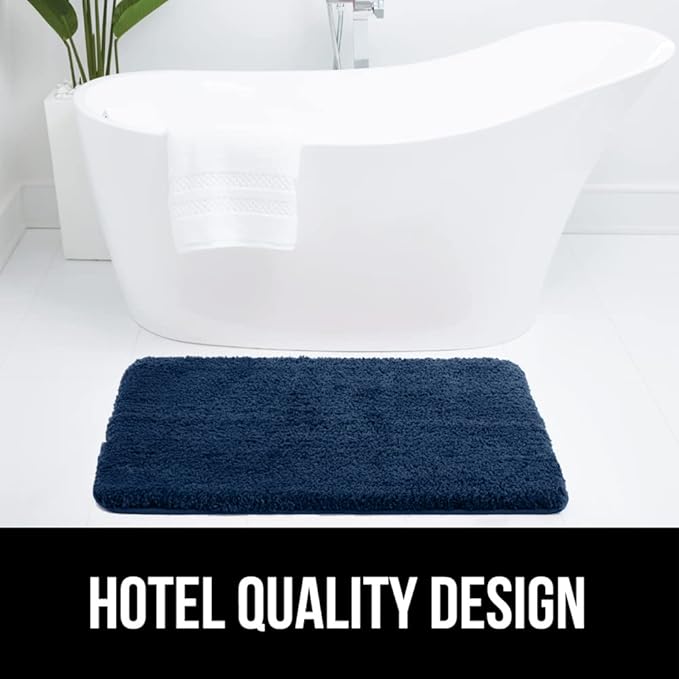 GORILLA GRIP Bathroom Rugs, 42x24, Ultra Soft Absorbent Mat, Thick Plush Bath Rug, Machine Washable, Microfiber Quick Dry, Mats for Shower, Bathtub and Floor, Home Decor Accessories, Navy Blue