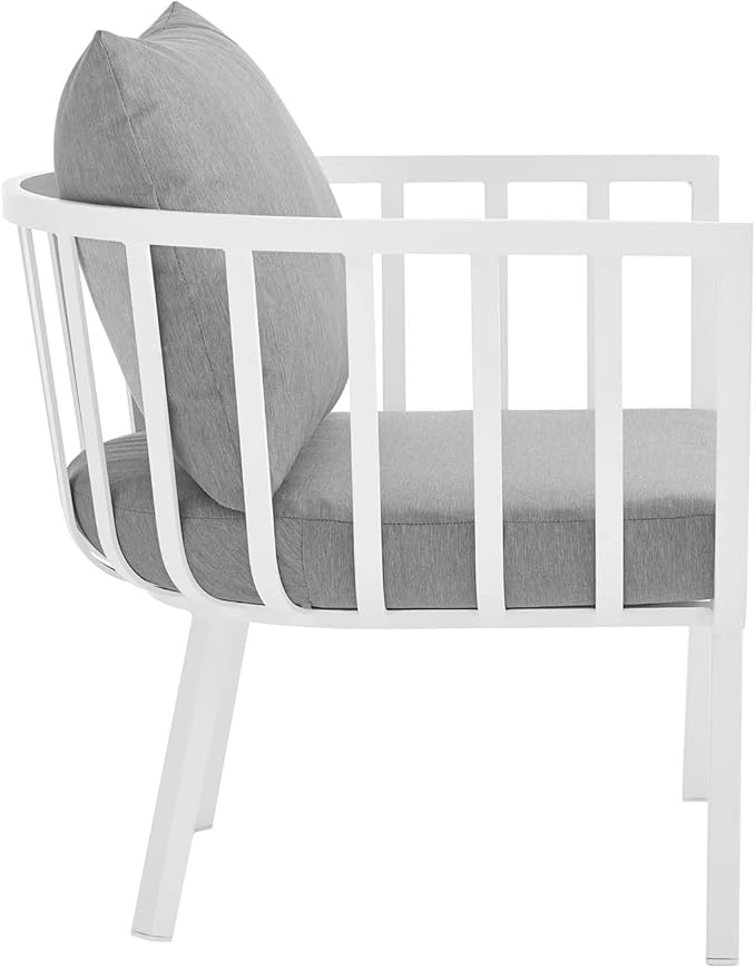 Modway Riverside Outdoor Furniture, Two Armchairs, White Gray