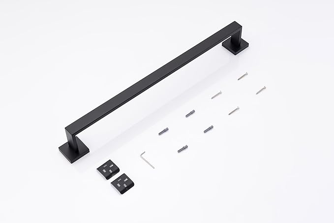 10-Piece Bathroom Hardware Set - Matte Black SUS304 Stainless Steel Wall-Mounted Towel Bar, Holder & Racks, 23.6 Inch