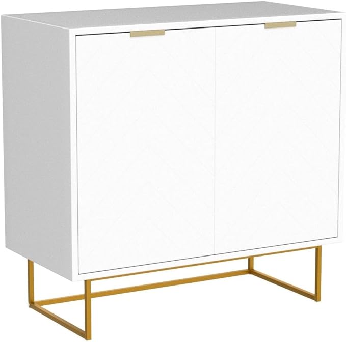 Scurrty Set of 2 31.5'' Sideboard Buffet Cabinet with Storage, Top Weight Capacity 150lbs Sideboard Storage with Doors and Adjustable Shelf, Accent Cabinet for Living Room, Kitchen, White