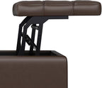 SIMPLIHOME Harrison 30 inch Wide Transitional Square Small Coffee Table Storage Ottoman in Chocolate Brown Vegan Faux Leather, Assembled, for The Living Room and Bedroom