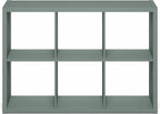 Furinno Cubicle Book Shelf, 6-Cube Thick Frame Bookshelf, Horizontally & Vertically Reversible Bookcase with Open Back, 14.6" x 43.8" x 30", for Living Room, Bedroom, Home Office, Sage Green