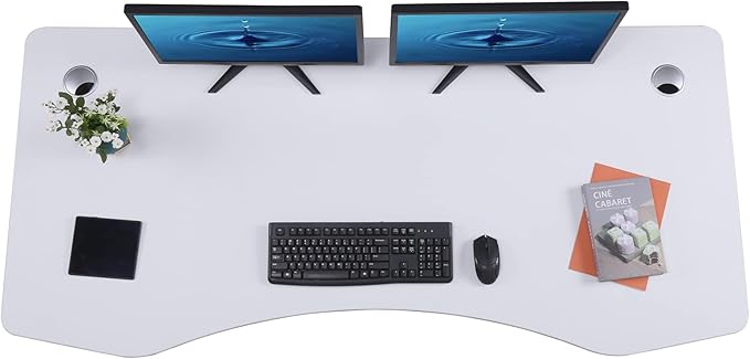 ApexDesk Elite Pro Series 71" x 33" Electric Height Adjustable Stand up Desk, Sit Stand Home Office Desk, Computer Desk - Curved White Top/Black Frame