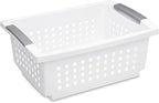 Sterilite 10-Pack Medium Stacking Basket, Open Top Plastic Storage Organizer, White - Stackable Crate Containers for Countertop, Cabinet, Pantry Shelf, Laundry Room, Bathroom & Home Office