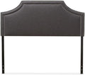 Urban Upmarket Modern and Contemporary Fabric Upholstered Headboard, Nailded Trim Head Board Grey/Queen
