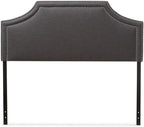 Urban Upmarket Modern and Contemporary Fabric Upholstered Headboard, Nailded Trim Head Board Grey/Queen