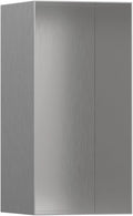 hansgrohe XtraStoris Minimalistic Recessed Wall Niche with Open Frame 12"x 6"x 5.5" in Brushed Stainless Steel, 56076800