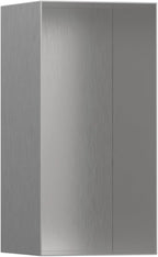 hansgrohe XtraStoris Minimalistic Recessed Wall Niche with Open Frame 12"x 6"x 5.5" in Brushed Stainless Steel, 56076800