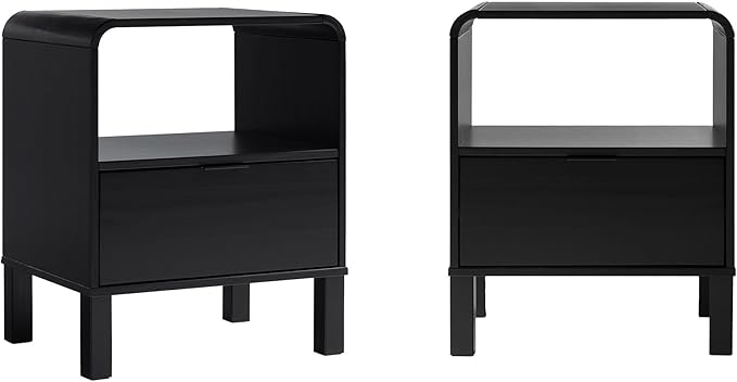 Elias Modern Curved-Frame Solid Wood Nightstand