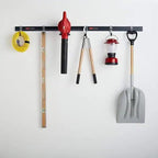 Rubbermaid Garage FastTrack 8-Piece Small Kit Black/Grey All-in-One Rail & Hook Wall Hanging Kit Wall Mounted Storage Solution for Home/Garage