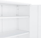 Manhattan Comfort Naomi Modern Metal Accent Cabinet, Minimalist Storage Cabinet with Doors & Adjustable Shelves, Vented Doors, Sturdy Steel Build, Versatile & Multi-Purpose Home Furniture, White