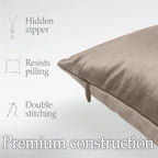 lalaLOOM Velvet Throw Pillow Covers, Set of 2, 18x18 Decorative Square Pillows Home Decor, Soft Accent Cases, Silky Machine Washable Pillowcases for Sofa, Couch, Bedroom, Living Room, Taupe