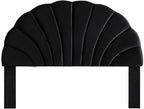 24KF Stunning Crown Design King Headboard, Upholstered Soft Velvet Petal Pattern Headboard King/CA King-Black